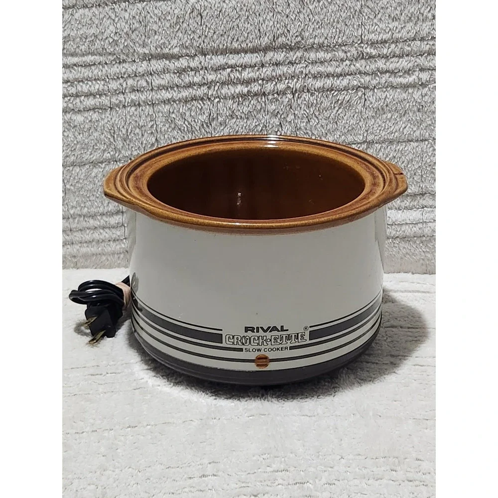 Vintage‎ Rival Crock-Ette 1 Quart Slow Cooker Stoneware Crock Pot 3205 *No Lid*
